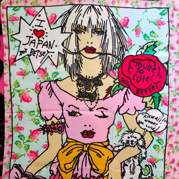 Vintage Betsey Johnson Y2K Rosebud Betsey In Marilyn Wink Dress Pop Art Scarf - Picture 3 of 4